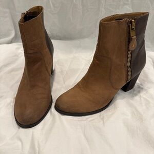 Franco Sarto leather metallic boots in tan/bronze